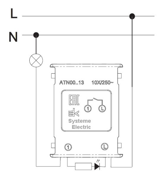 AtlasDesign алюминий выключатель 1кл с подсветкой скрытая 10А IP20 