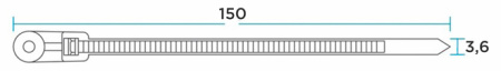 купить Хомут 150*3,6мм нейлон белый под винт Rexant 100шт в Пензе Хомут 150*3,6мм нейлон белый под винт Rexant 100шт