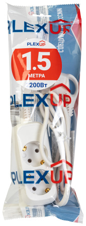 купить Удлинитель 2-мест 1,5м ПВС 3*0,75 белый PlexUp   в Пензе Удлинитель 2-мест 1,5м ПВС 3*0,75 белый PlexUp