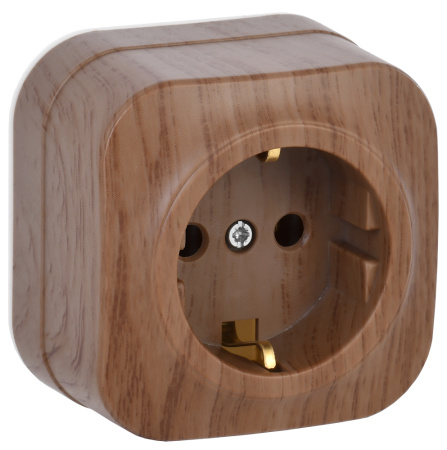 Глори дуб розетка открытая 1-мест заземление IP20 