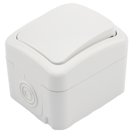 купить Мини ОГ белый переключатель 1кл открытая 10А IP54  в Пензе Мини ОГ белый переключатель 1кл открытая 10А IP54