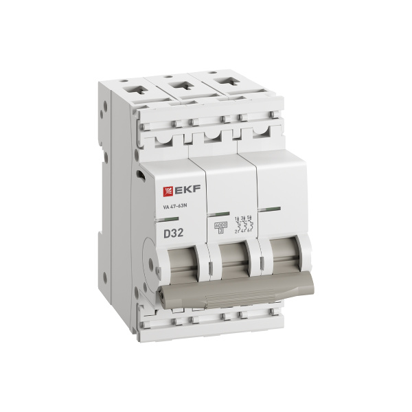 Автомат 3Р 32А D 6кА ВА47-63N EKF PROxima 
