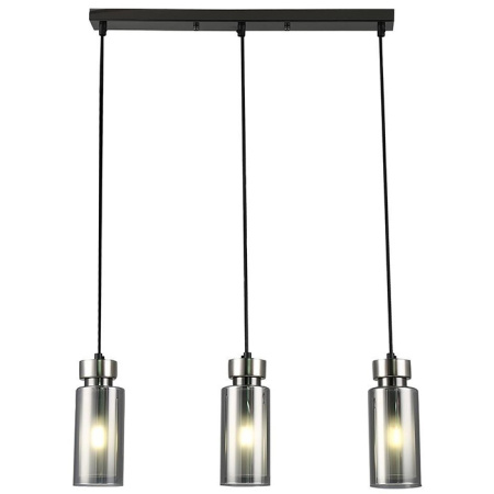 Светильник подвес 3*15Вт E14 никель цилиндр дымчатый 