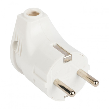 Вилка 16А угловая заземление белый пластик IP20 EKF 