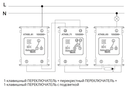 AtlasDesign белый переключатель перекрестный 1кл скрытая 10А IP20 быстрозажим.клем.  