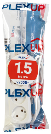 купить Удлинитель 3-мест 1,5м ПВС 2*0,75 белый PlexUp в Пензе Удлинитель 3-мест 1,5м ПВС 2*0,75 белый PlexUp