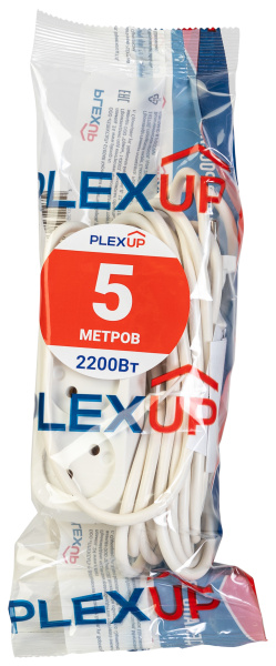 купить Удлинитель 2-мест 5м ПВС 2*0,75 белый PlexUp   в Пензе Удлинитель 2-мест 5м ПВС 2*0,75 белый PlexUp