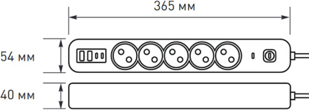 купить Удлинитель 5-мест 3м ПВС 3*1,5 белый выкл EKF  2USB 2,4А+2USBtype-С в Пензе Удлинитель 5-мест 3м ПВС 3*1,5 белый выкл EKF  2USB 2,4А+2USBtype-С