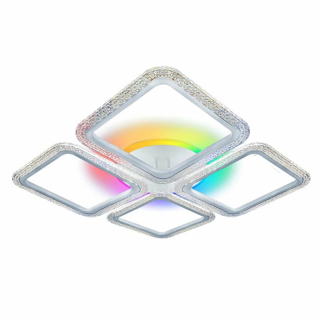 купить Светильник потолочный (люстра) свд 75Вт 3000-6500К 5625лм белый пульт диммер подсветка RGB, Bluetoot в Пензе Светильник потолочный (люстра) свд 75Вт 3000-6500К 5625лм белый пульт диммер подсветка RGB, Bluetoot