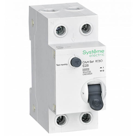 купить Дифавтомат 2Р 25А C тип AC 30мА 4,5кА City9 2мод Systeme Electric в Пензе Дифавтомат 2Р 25А C тип AC 30мА 4,5кА City9 2мод Systeme Electric
