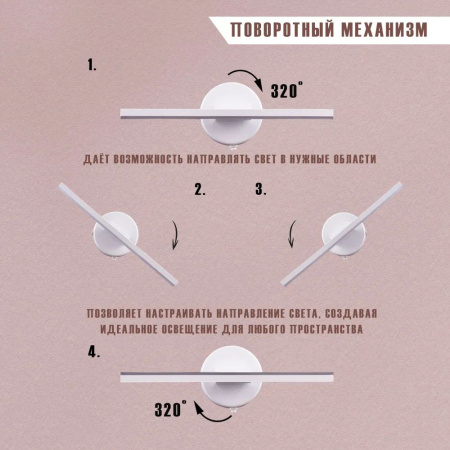 купить Светильник настенный свд 15Вт 4500К 800лм белый Россвет поворотный с выкл. в Пензе Светильник настенный свд 15Вт 4500К 800лм белый Россвет поворотный с выкл.