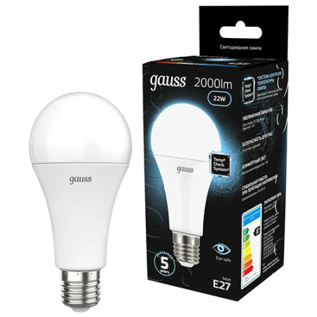 купить Лампа светодиодная 220В Е27 22Вт 4100К 2000лм стандарт A70 матовая Gauss Black в Пензе Лампа светодиодная 220В Е27 22Вт 4100К 2000лм стандарт A70 матовая Gauss Black