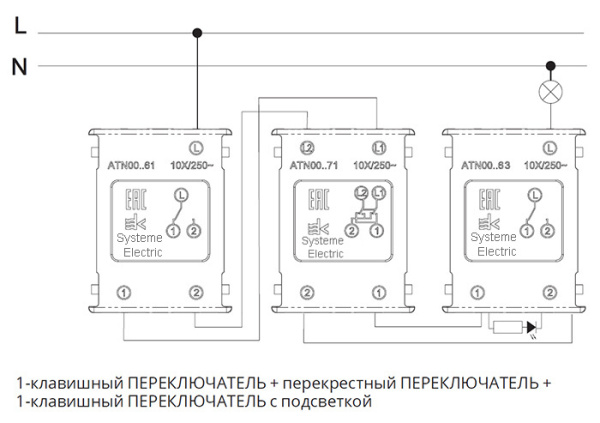 AtlasDesign сталь переключатель перекрестный 1кл скрытая 10А IP20 