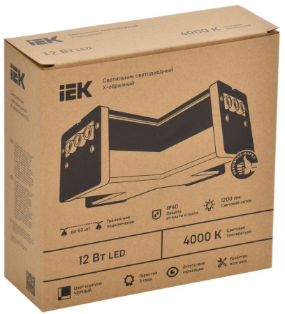 Светильник LED X-образн. 1010 12Вт 4000К 180х180мм чер. IEK