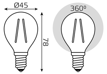 купить Лампа шар свд Е14 7Вт 4100К 580лм G45 прозрачный филамент Gauss 3шт комплект в Пензе Лампа шар свд Е14 7Вт 4100К 580лм G45 прозрачный филамент Gauss 3шт комплект