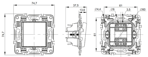 Сканди бежевый выключатель проходной 2кл скрытая 10А IP20 