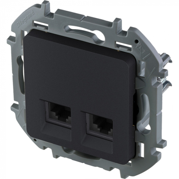 купить Инспириа антрацит розетка RJ45 8(8) скрытая 2-ая cat5e в Пензе Инспириа антрацит розетка RJ45 8(8) скрытая 2-ая cat5e