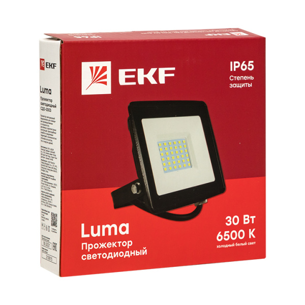 купить Прожектор свд 30Вт 6500К 5600лм черный IP65 110° Luma EKF в Пензе Прожектор свд 30Вт 6500К 5600лм черный IP65 110° Luma EKF