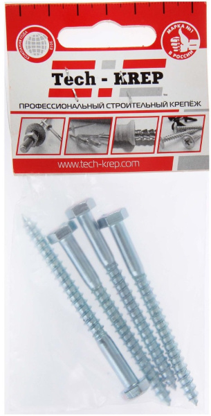 купить Шуруп сантехнический 6*70мм цинк DIN 571 4шт в Пензе Шуруп сантехнический 6*70мм цинк DIN 571 4шт