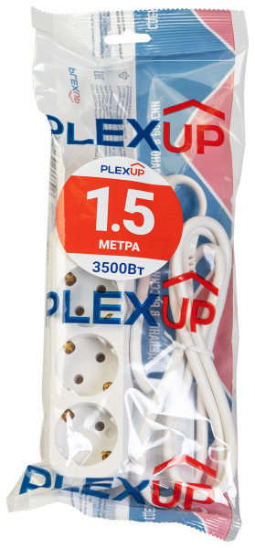 купить Удлинитель 3-мест 1,5м ПВС 3*1 белый PlexUp   в Пензе Удлинитель 3-мест 1,5м ПВС 3*1 белый PlexUp