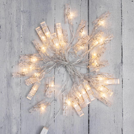 купить Гирлянда нить 5м теплый белый 30свд IP20 прозрачный провод  в Пензе Гирлянда нить 5м теплый белый 30свд IP20 прозрачный провод