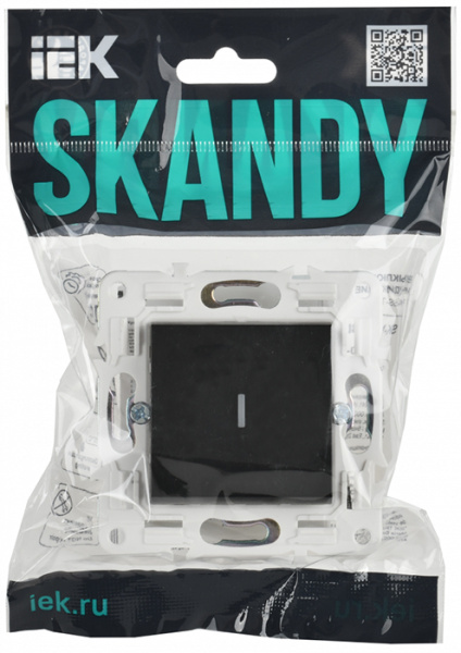 Сканди черный выключатель 1кл с подсветкой скрытая 10А IP20