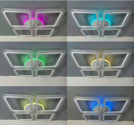 купить Светильник потолочный (люстра) свд 75Вт 3000-6500К 5625лм белый пульт диммер подсветка RGB, Bluetoot в Пензе Светильник потолочный (люстра) свд 75Вт 3000-6500К 5625лм белый пульт диммер подсветка RGB, Bluetoot