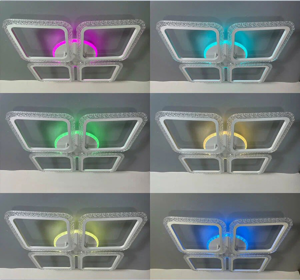 Светильник потолочный (люстра) свд 75Вт 3000-6500К 5625лм белый пульт диммер подсветка RGB, Bluetoot