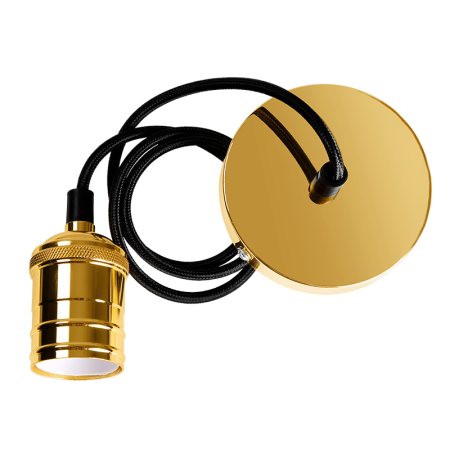 Патрон подвесной Е27 пластик/металл со шнуром 1м золото Jazzway RETRO