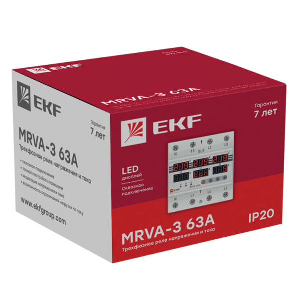 купить Реле напряжения и тока 3ф 63А 5мод MRVA EKF с дисп. в Пензе Реле напряжения и тока 3ф 63А 5мод MRVA EKF с дисп.