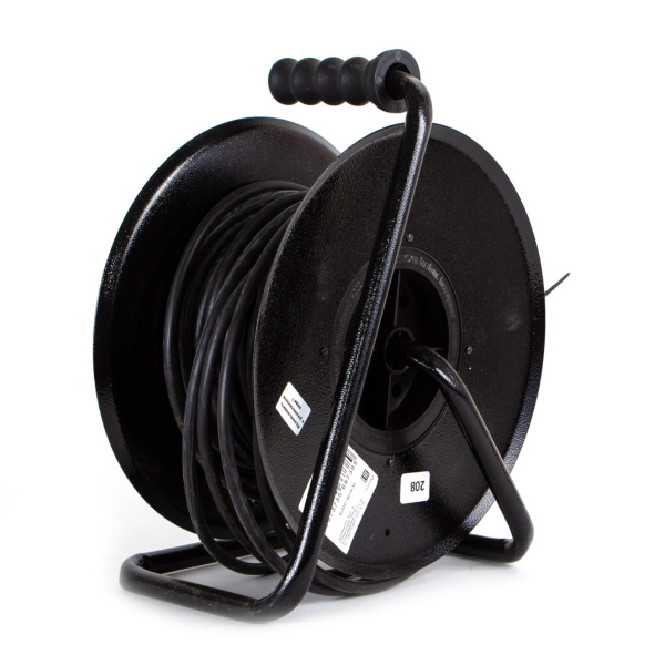 Удлинитель 4-мест 30м КГ 3*2,5 черный катушка металл IP44 PlexUp 4000Вт аналог 047541