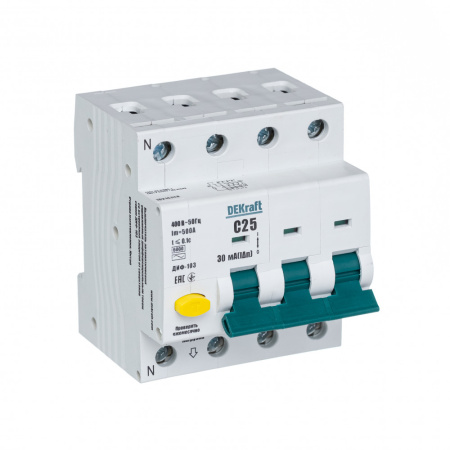 купить Дифавтомат 3Р 25А C 30мА 6кА ДИФ-103 4мод Schneider Electric DEKraft в Пензе Дифавтомат 3Р 25А C 30мА 6кА ДИФ-103 4мод Schneider Electric DEKraft