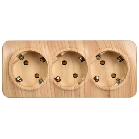 купить Глори сосна розетка открытая 3-мест заземление IP20  в Пензе Глори сосна розетка открытая 3-мест заземление IP20