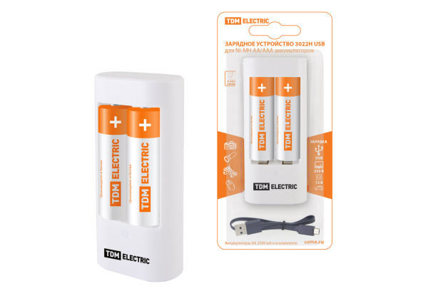 купить Устройство зарядное AA-AAA TDM +2АА2500mAh 2канала в Пензе Устройство зарядное AA-AAA TDM +2АА2500mAh 2канала