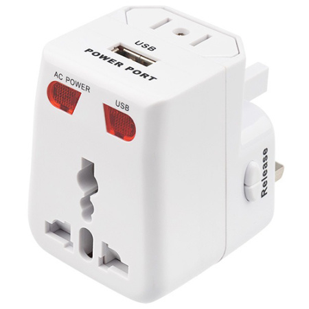 купить Переходник 6А белый квадрат Rexant с USB путешественник в Пензе Переходник 6А белый квадрат Rexant с USB путешественник
