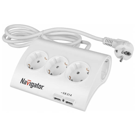 купить Удлинитель 5-мест 1,8м ПВС 3*1 белый выкл 2*USB Navigator   в Пензе Удлинитель 5-мест 1,8м ПВС 3*1 белый выкл 2*USB Navigator