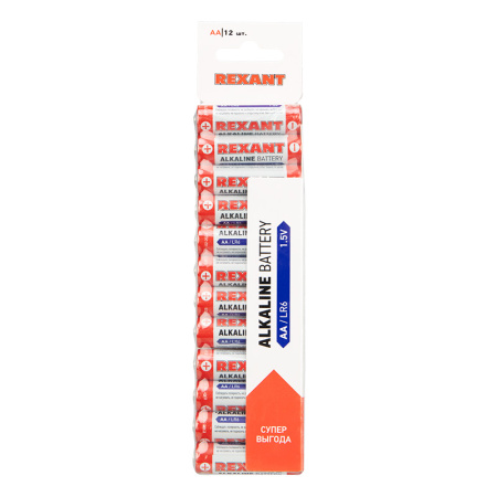 купить Упаковка батареек 12 штук AA (пальчиковые) алкалиновые Rexant в Пензе Упаковка батареек 12 штук AA (пальчиковые) алкалиновые Rexant