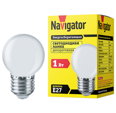 купить Лампа декор свд Е27 1Вт 4000К 100лм G45 матовая Navigator аналог 707529 в Пензе Лампа декор свд Е27 1Вт 4000К 100лм G45 матовая Navigator аналог 707529