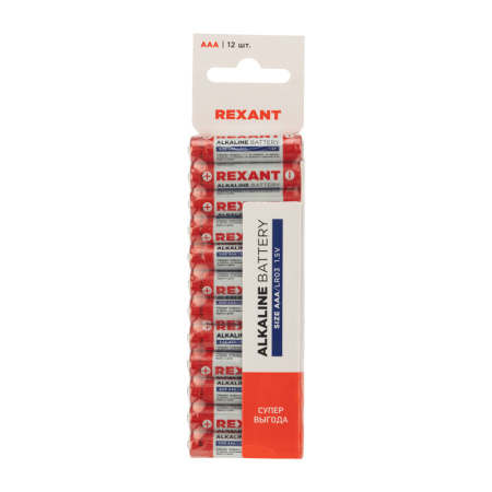 купить Упаковка батареек 12 штук AAA (мизинчиковые) алкалиновые Rexant в Пензе Упаковка батареек 12 штук AAA (мизинчиковые) алкалиновые Rexant