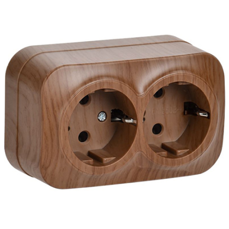 купить Глори дуб розетка открытая 2-мест заземление IP20 в Пензе Глори дуб розетка открытая 2-мест заземление IP20