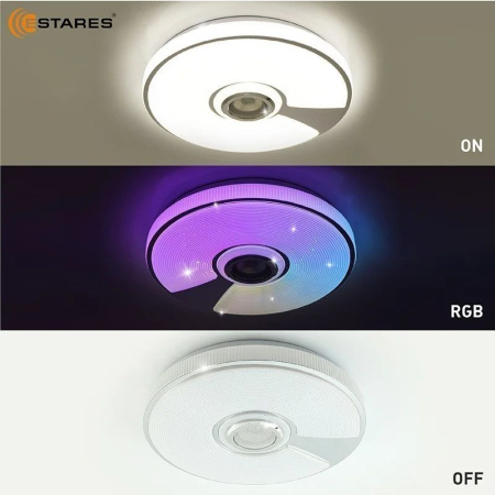 купить Светильник настенно-потолочный свд 60Вт RGB круг белый/хром  пульт ДУ Estares музыкальная, API в Пензе Светильник настенно-потолочный свд 60Вт RGB круг белый/хром  пульт ДУ Estares музыкальная, API