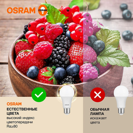 купить Лампа светодиодная 220В Е27 15Вт 3000К 1200лм стандарт A60 матовая Osram LED Value анал.7071101,704746 в Пензе Лампа светодиодная 220В Е27 15Вт 3000К 1200лм стандарт A60 матовая Osram LED Value анал.7071101,704746